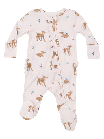 Soft Deer-2 Way Ruffle Zipper Footie