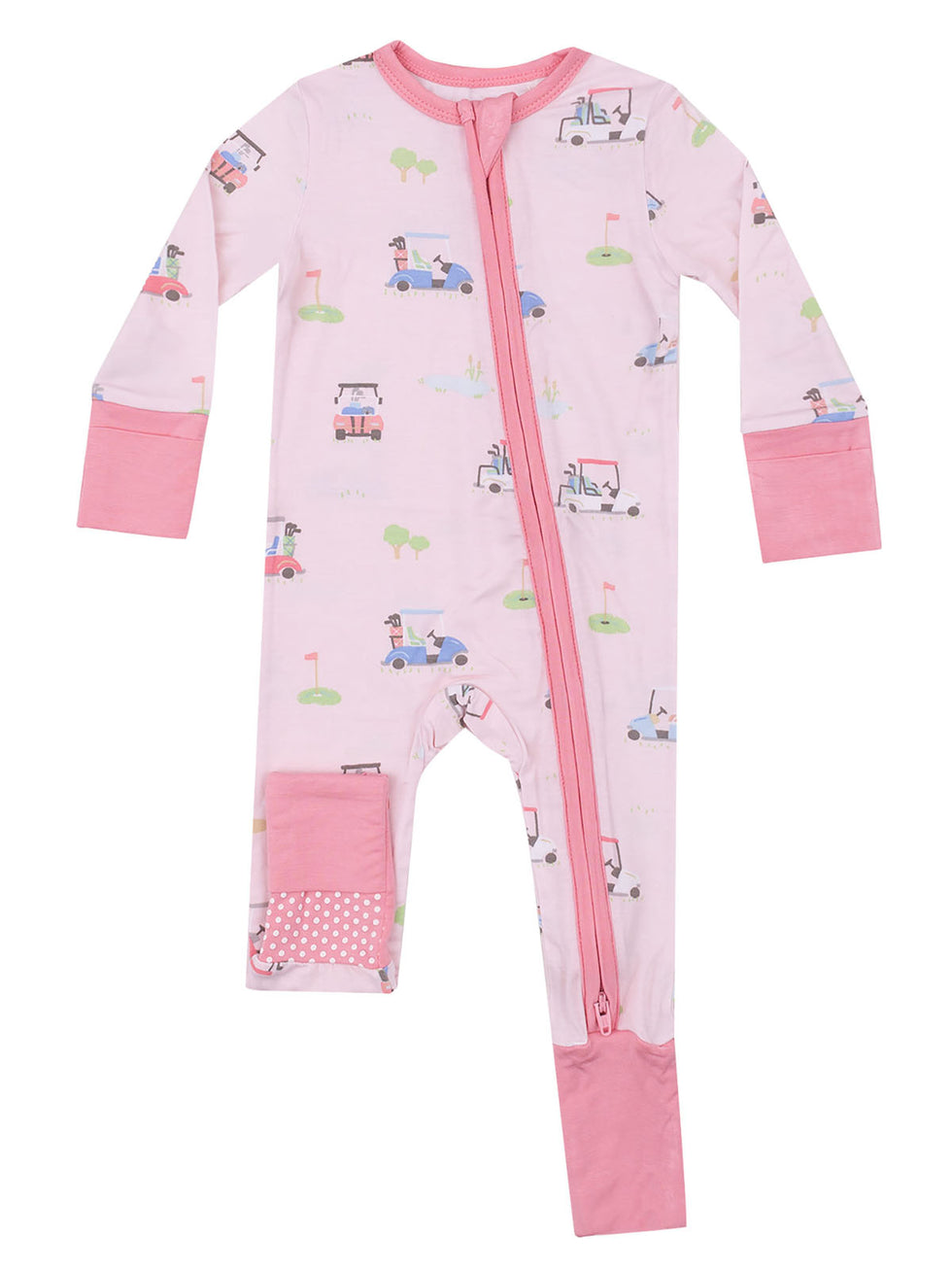 2-Way Zip Romper Golf Carts-Pink