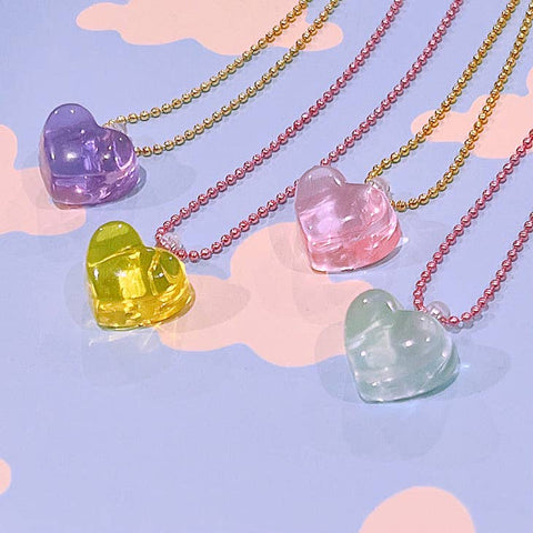 Pop Cutie Jello Heart Kids Necklace - Rainbow