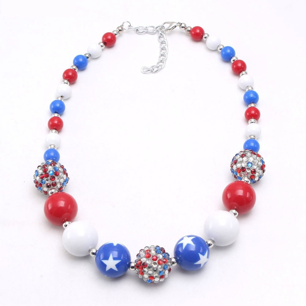 July 4th Patriotic Chunky Beads Necklace