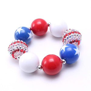 July 4th Patriotic Chunky Beads Bracelet