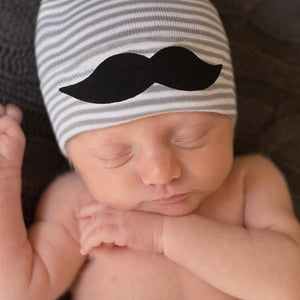 Mustache Stripe Newborn Hat