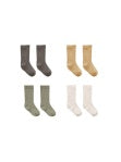 Ribbed Knee High Socks- Fern, Charcoal, Natural, Honey