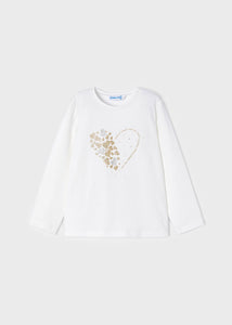 Long Sleeve Heart Top- Off White