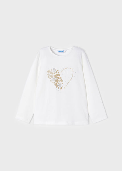Long Sleeve Heart Top- Off White
