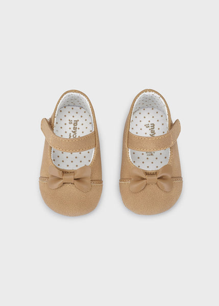 Mary Jane Combined Newborn Shoes-Caramel