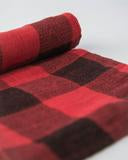Red Plaid Cotton Muslin Single Swaddle