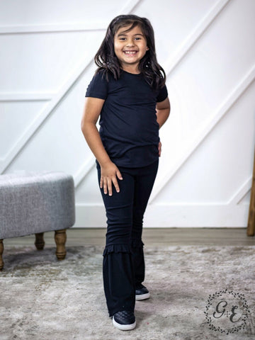 Ruffle My Feathers Black Flare Pant