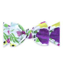 Baby Bling White Pop Floral Printed Knot Headband