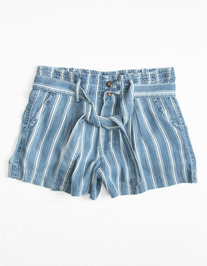 Striped Self Tie Paperbag Shorts