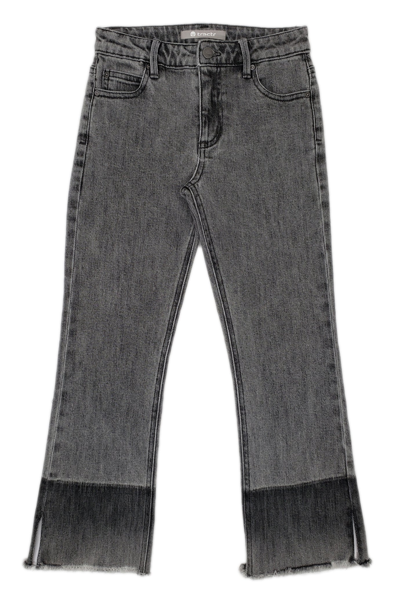 Grey High Rise Crop Flare Shadow Patch