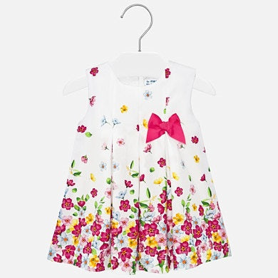 Poplin Dress With Flowers and Bow