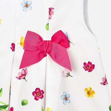 Poplin Dress With Flowers and Bow