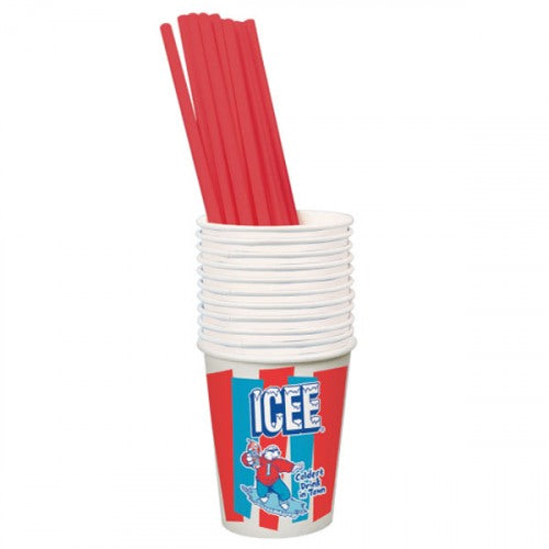 Genuine ICEE Brand Paper Cups and Straws