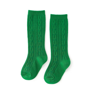 Kelly Green Cable Knit Knee Highs