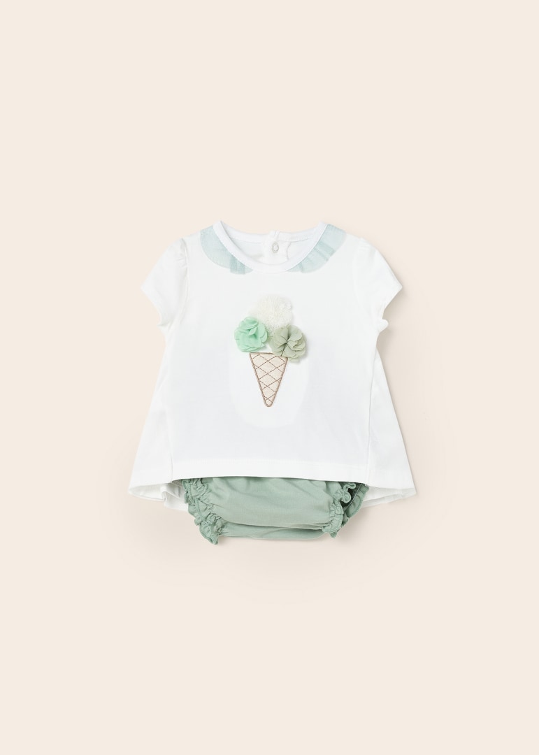 White Ice-Cream Top & Bloomers Set