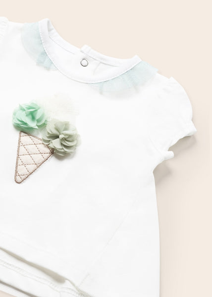 White Ice-Cream Top & Bloomers Set