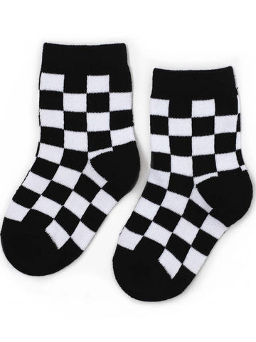 Black/White Checkered Midi Sock
