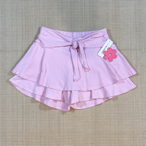 Sweet Pink Tie Waist Ruffle Short