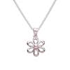 Sterling Silver Girls Pink Pearl Daisy Necklace