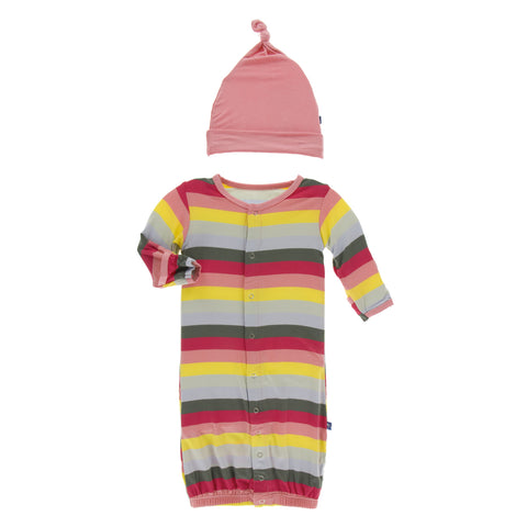 Biology Stripe Ruffle Gown and Doule Knot Hat Set