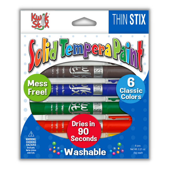 Solid Tempera Paint-6 Classic Colors THIN STIX