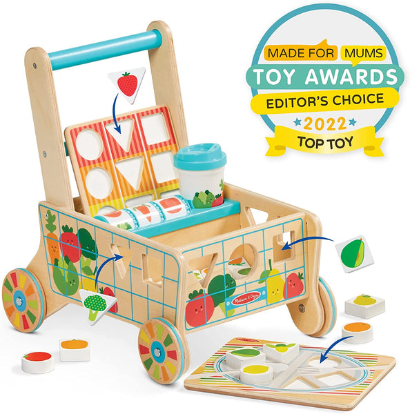 MD Wooden Shape Sorting Grocery Cart