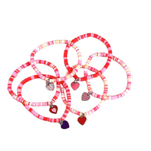 Colorful Enamel Heart Charm Bracelet Stack