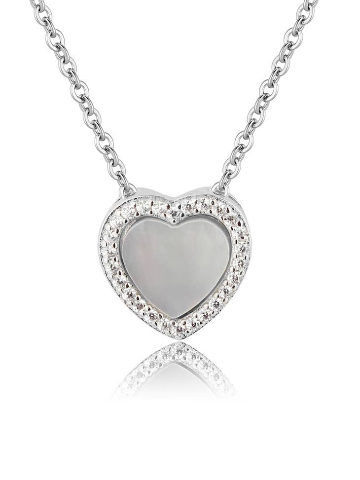 Sterling Silver Mother of Pearl Heart Necklace