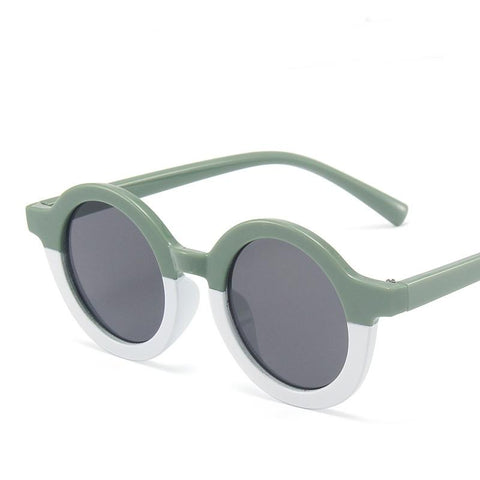 Bi-Color UV400 Kids Sunglasses in Sage and White