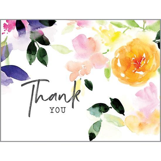 8 Pack Blank Thank You Card - Pink/Orange Roses
