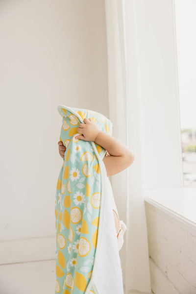 Knit Hooded Towel - Lemon