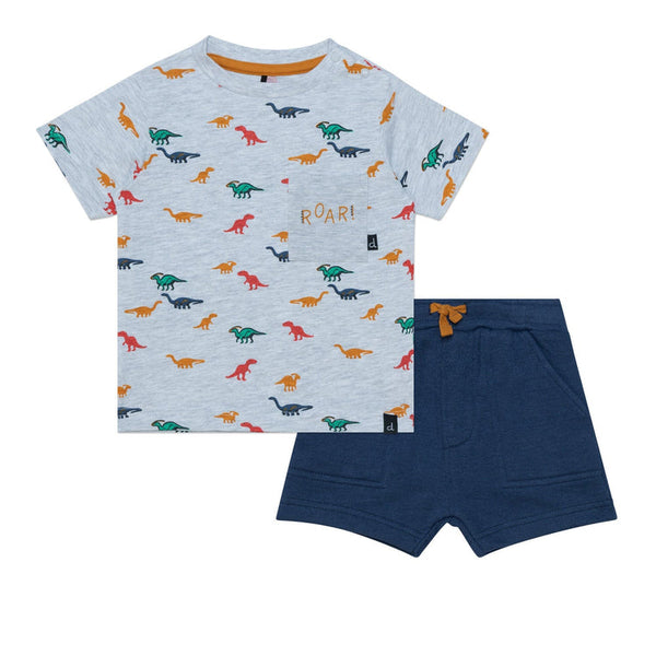 Dino Printed Two Piece T-Shirt & Short Set
