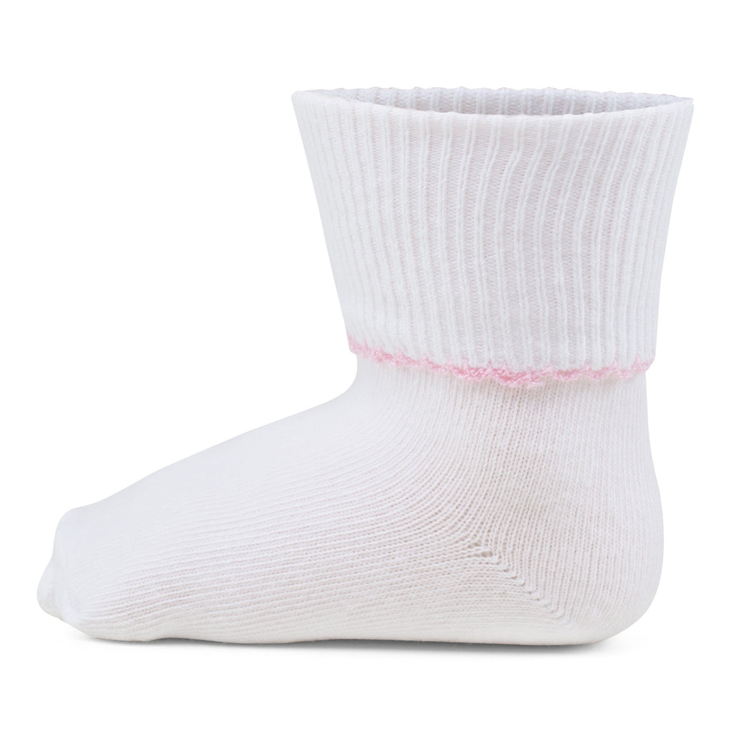 Light Pink Trim Picot Ankle Sock
