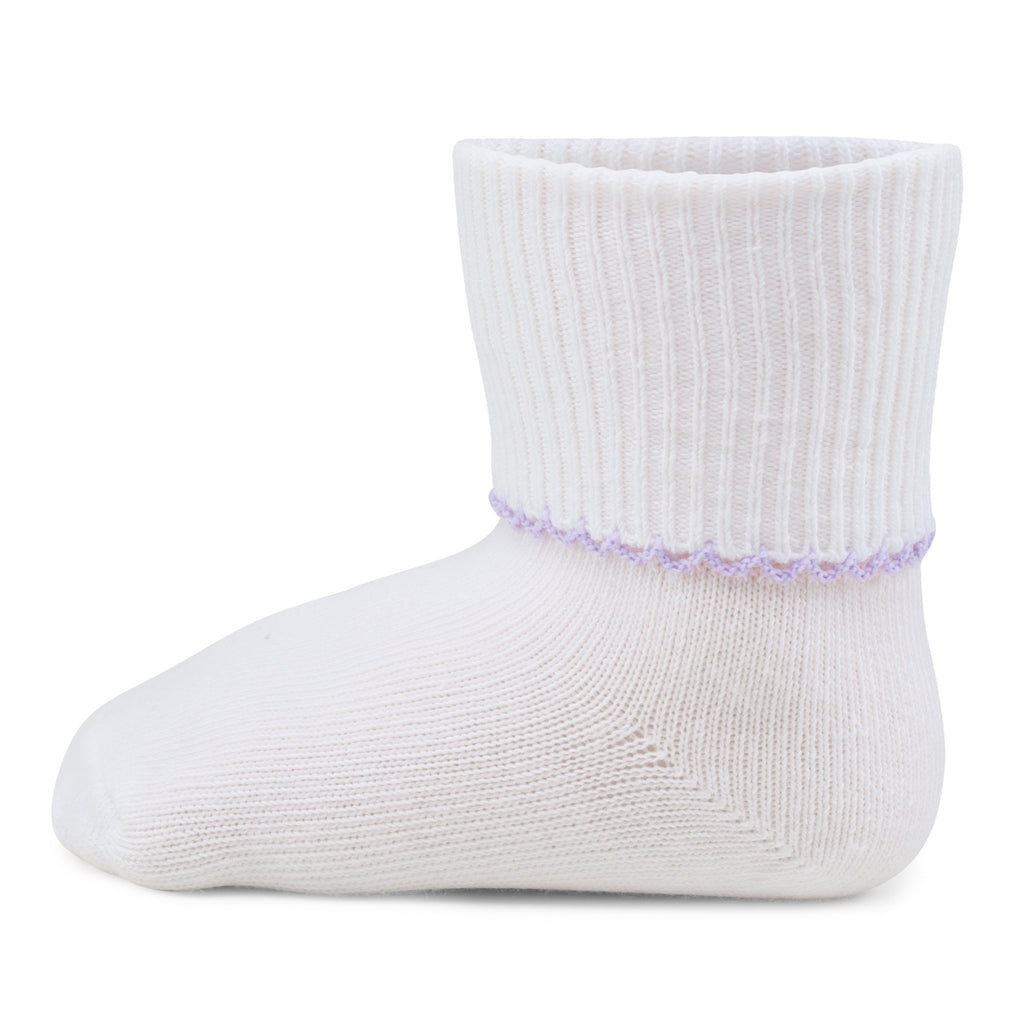 Lilac Trim Picot Ankle Sock