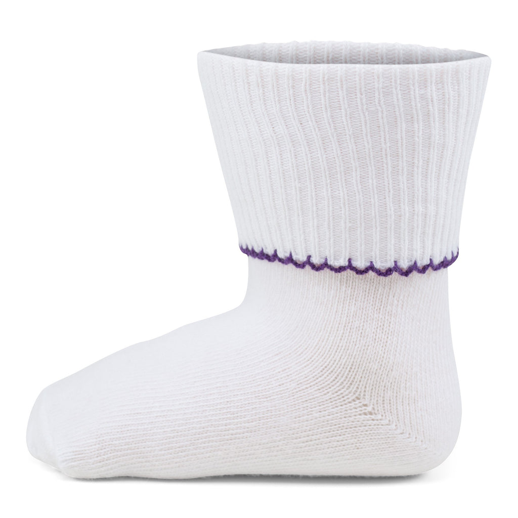 Purple Trim Picot Ankle Sock