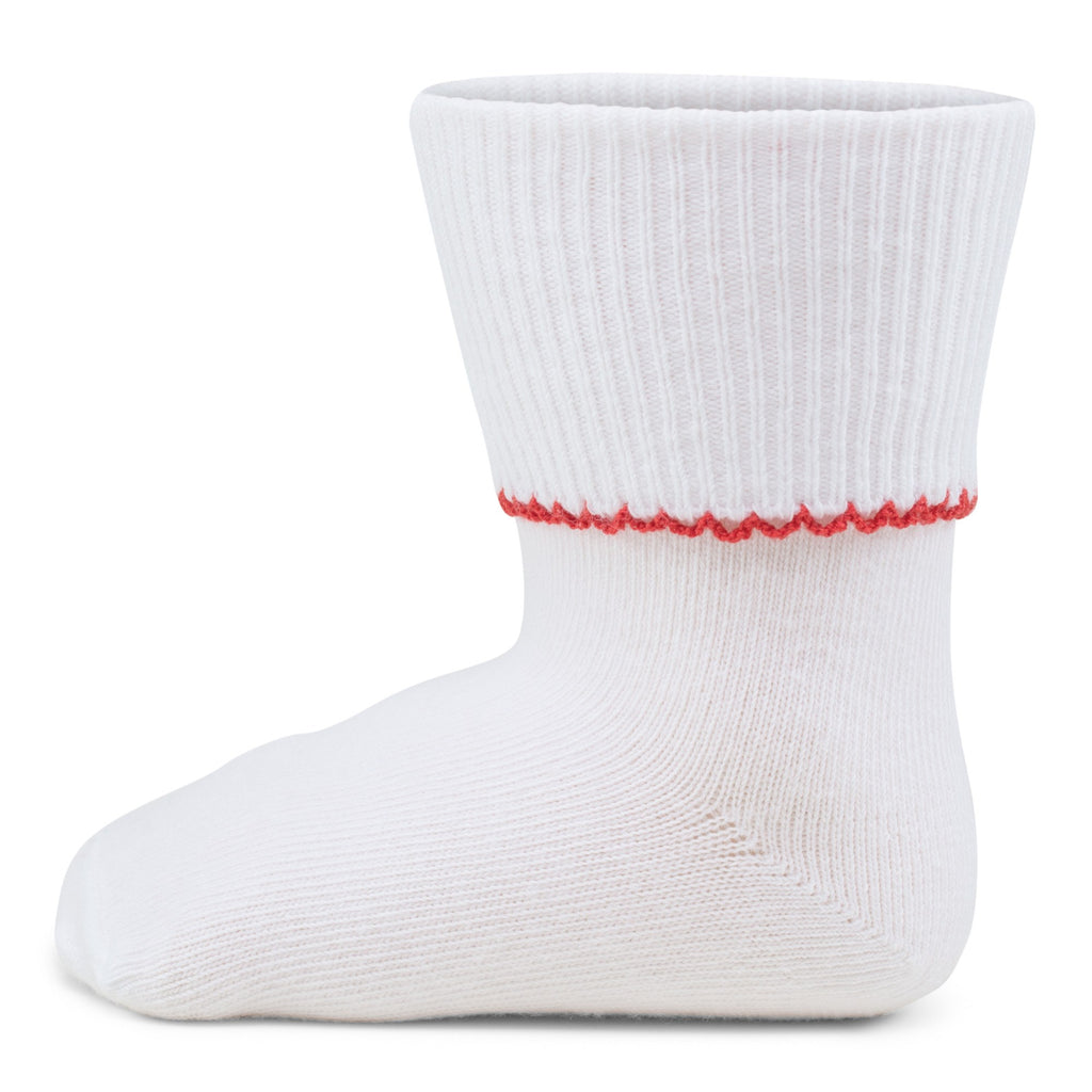 Red Trim Picot Ankle Sock
