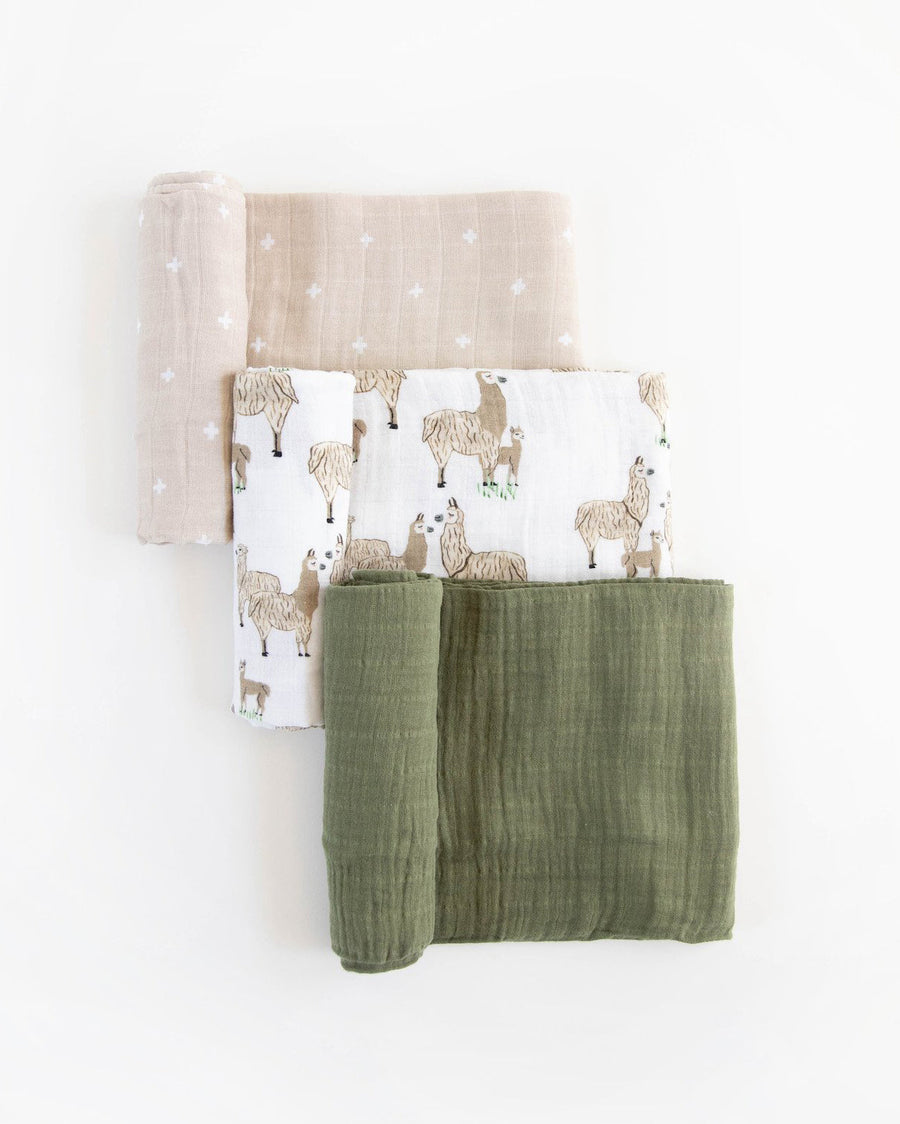 Cotton Muslin Swaddle Blanket 3 Pack - Llama Llama