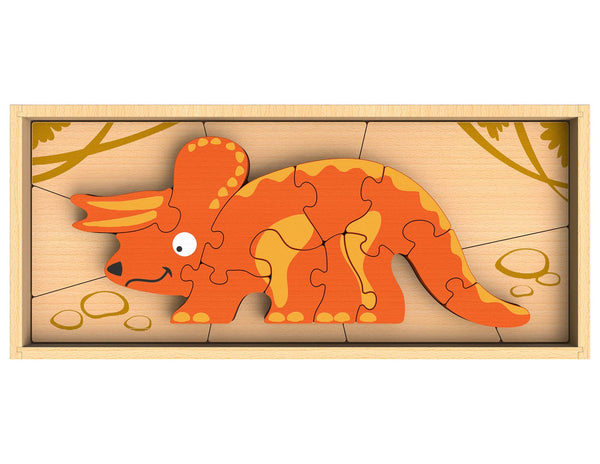 Dino Skeleton Puzzles - Double Sided - Triceratops