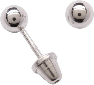 Sterling Silver Girls Screw-Back Silver Ball Stud Earrings