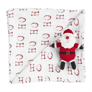Santa Swaddle Blanket and Rattle Set