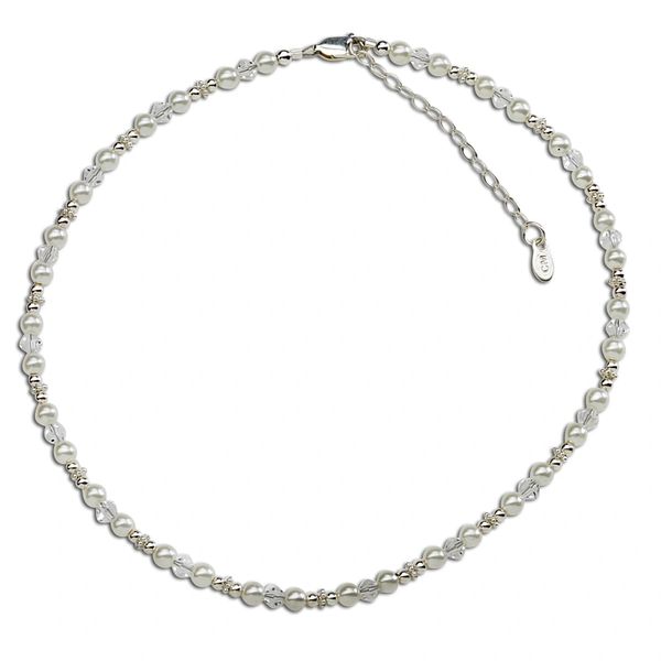 Flower Girl Sterling Silver Necklace -White