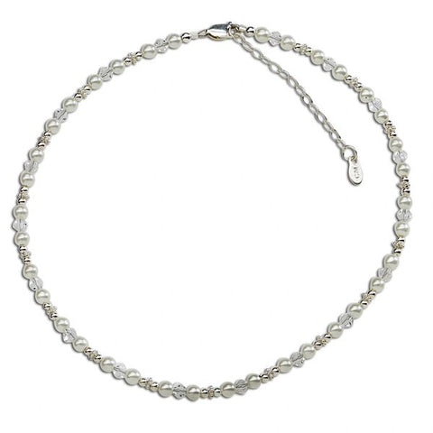 Flower Girl Sterling Silver Necklace -White
