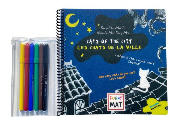 Mini Funny Mat Set w/ 6 Markers - City Cat