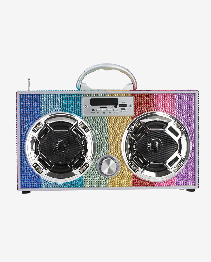 Mini Boom Box Bluetooth Speaker - Rainbow Bling