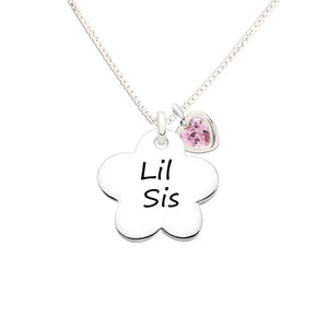 Sterling Silver Charm Necklace Lil Sis-Daisy