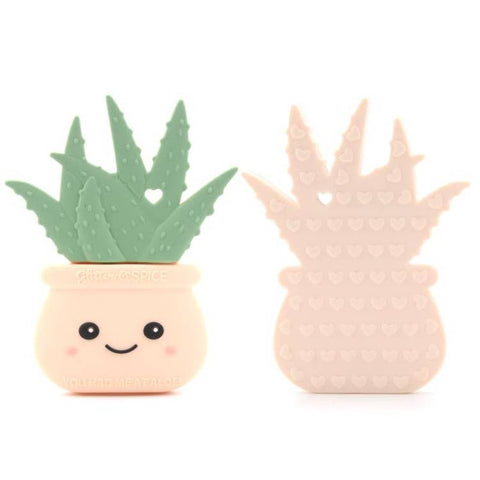 Silicone Teether Set - Aloe Plant - Cream Peach