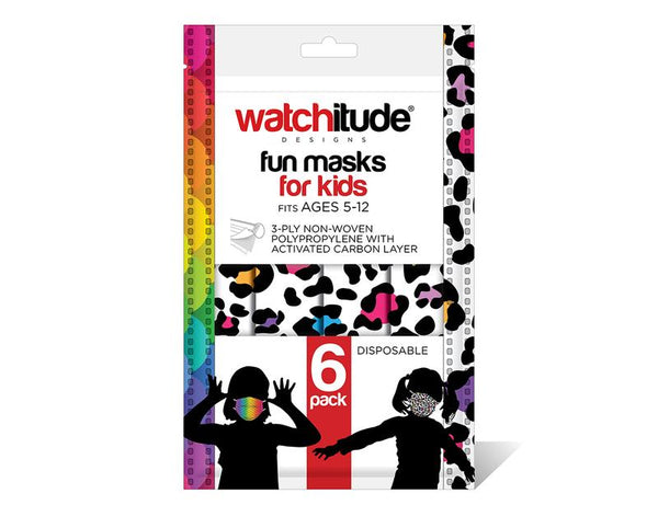 6 Pack Kids Masks - 3pc Leopard Camo | 3pc Ranbow Skin