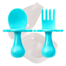 First Self Feeding Utensil Set and Travel Case - Teal