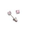Sterling Silver Screw-Back Pink CZ Stud Earrings